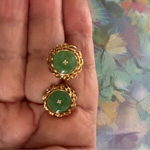 14k Authentic Ming’s Hawaii Jade Earrings